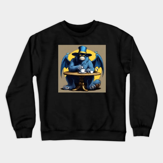 Batsquatch Tea Party Crewneck Sweatshirt by Cryptids, Creeps, And Conspiracy